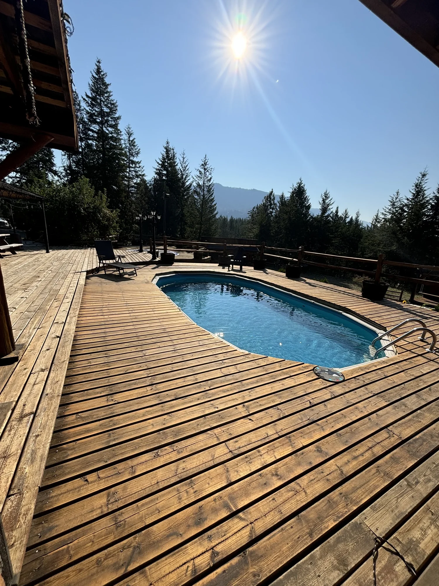Pool deck overlooking the mountains