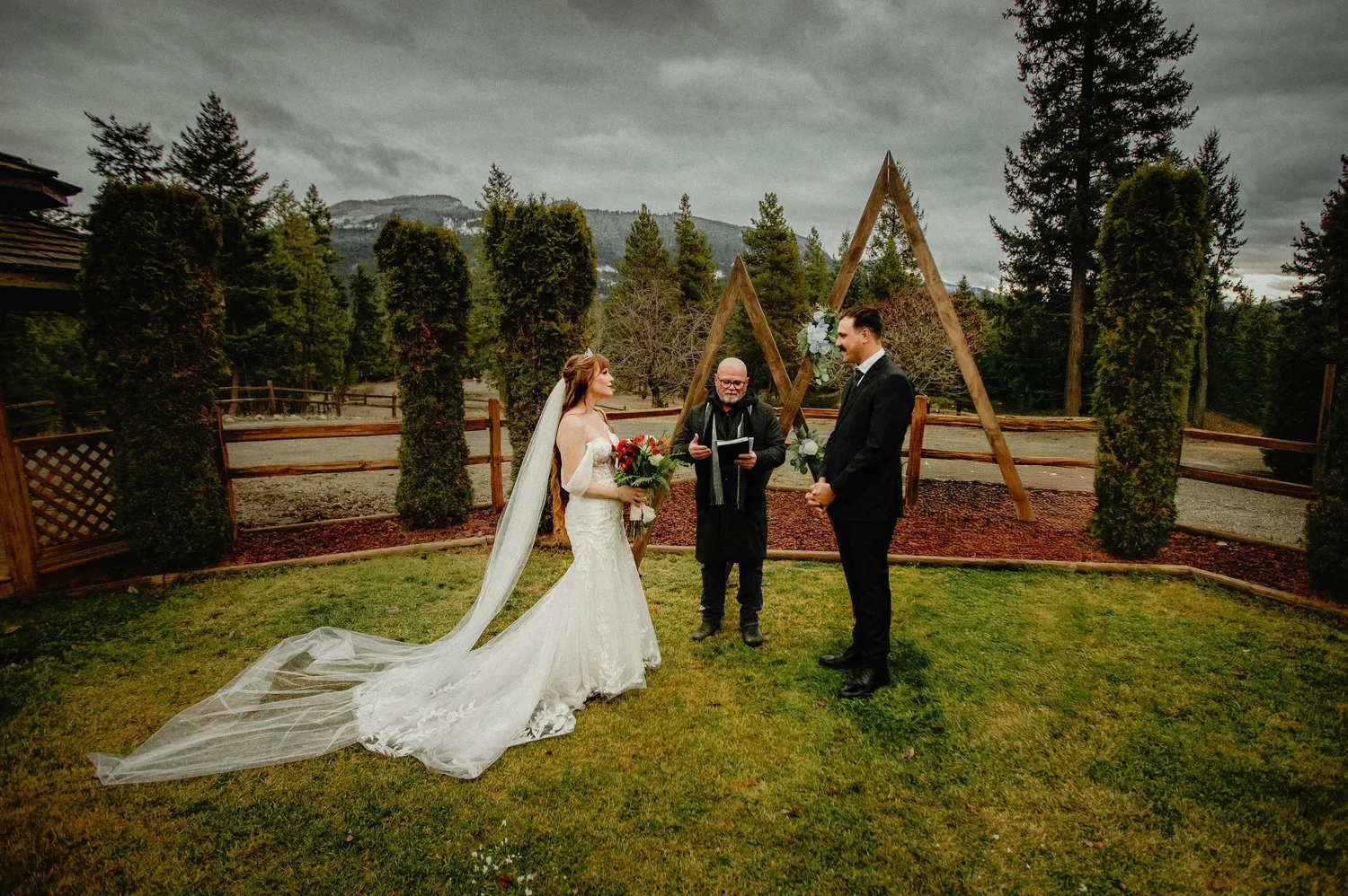 Wedding party in the forest