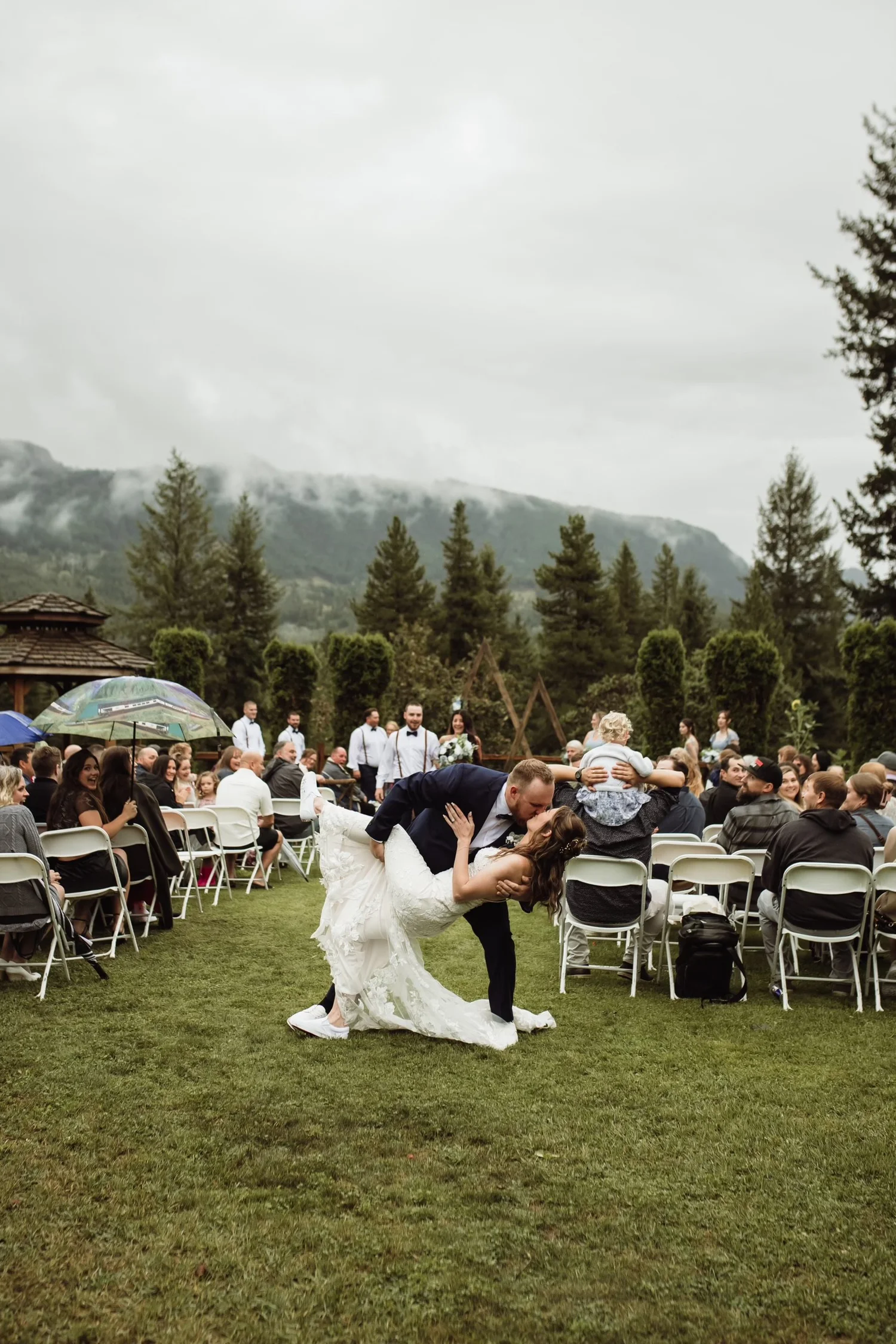Outdoor ceremony with guests
