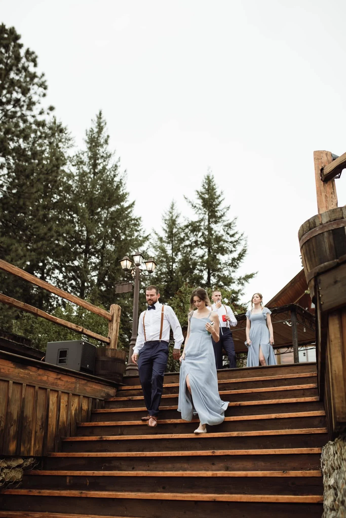 Wedding party on the stairs