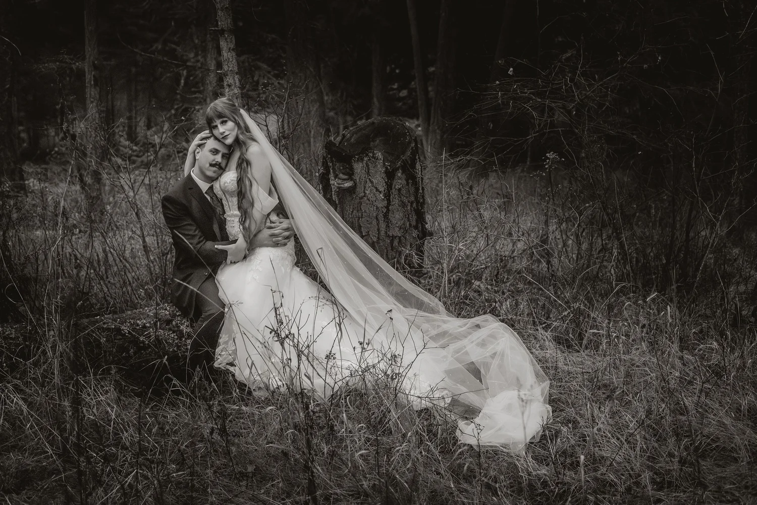 Bride with flowing veil
