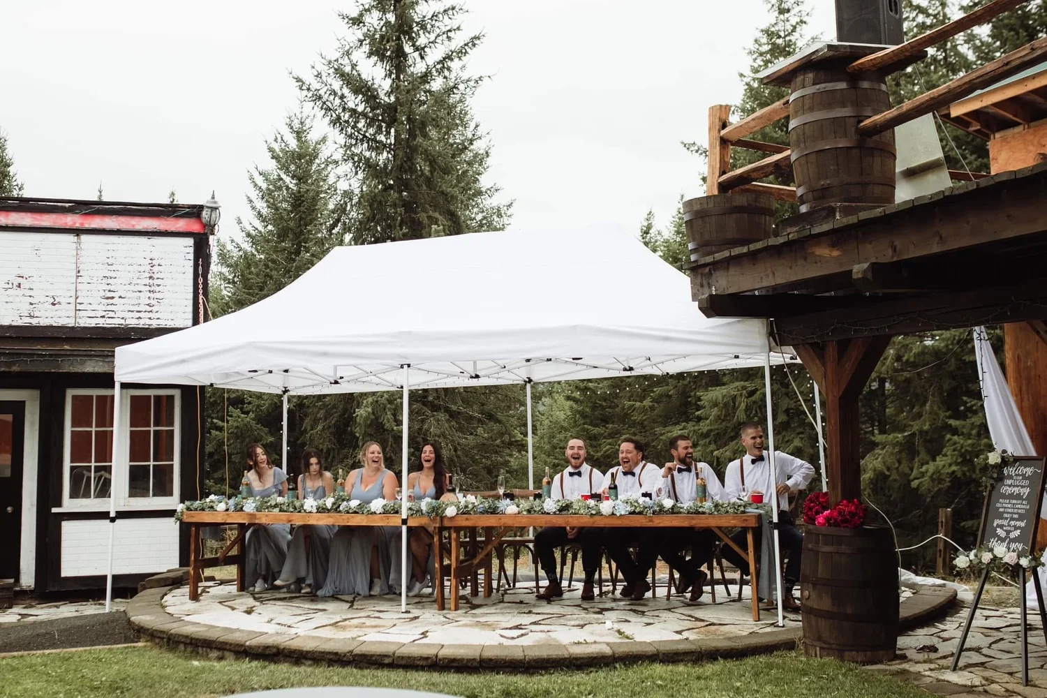 Tented reception dinner